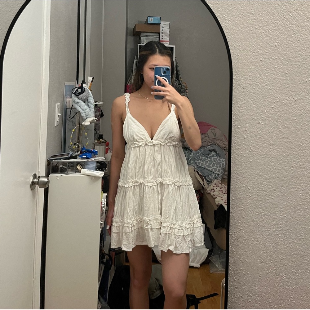 Princess polly romeo white ruffled mini beach dress